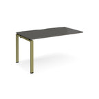 Desk add-on unit with grey top and green metal frame on a white background