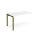Desk add-on unit with white top and green metal frame on a white background