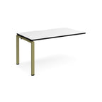 Desk add-on unit with white top with black edge and green metal frame on a white background