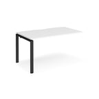 Desk add-on unit with white top and black metal frame on a white background