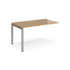 Desk add-on unit with wood-effect top and silver metal frame on a white background