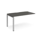 Desk add-on unit with grey top and silver metal frame on a white background