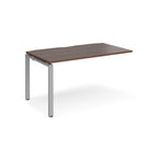 Desk add-on unit with wood-effect top and silver metal frame on a white background
