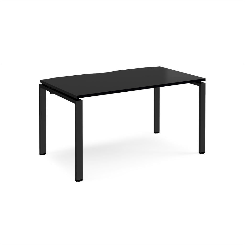 Black rectangular desk on a white background