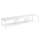 White long back-to-back desk with metal frame on a white background