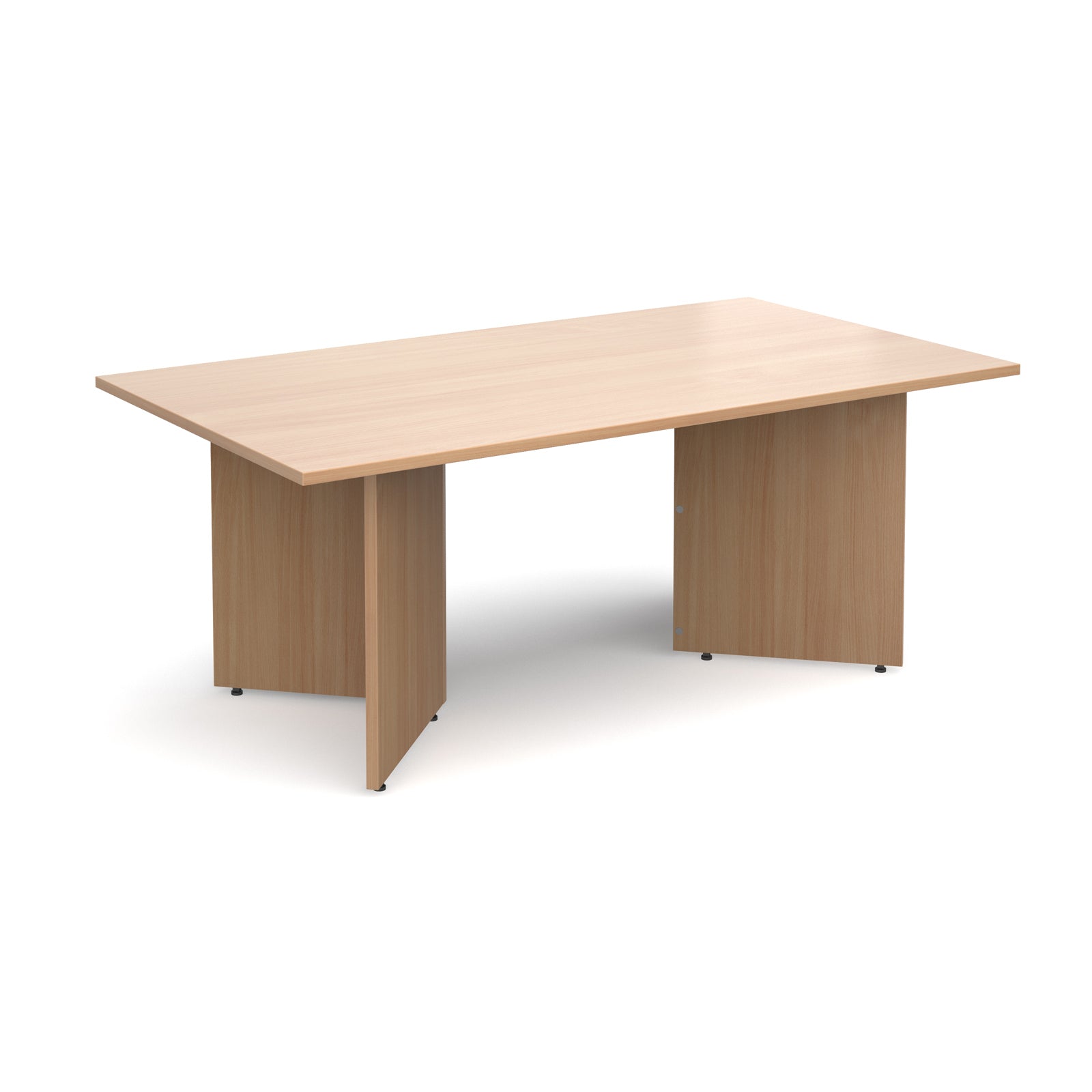 Rectangular wood-effect table on a white background