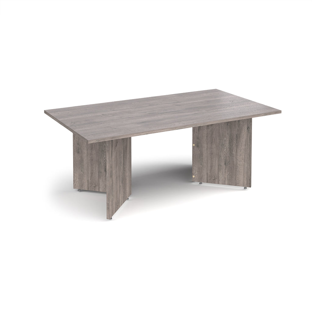 Rectangular grey wood-effect table on a white background