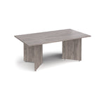 Rectangular grey wood-effect table on a white background