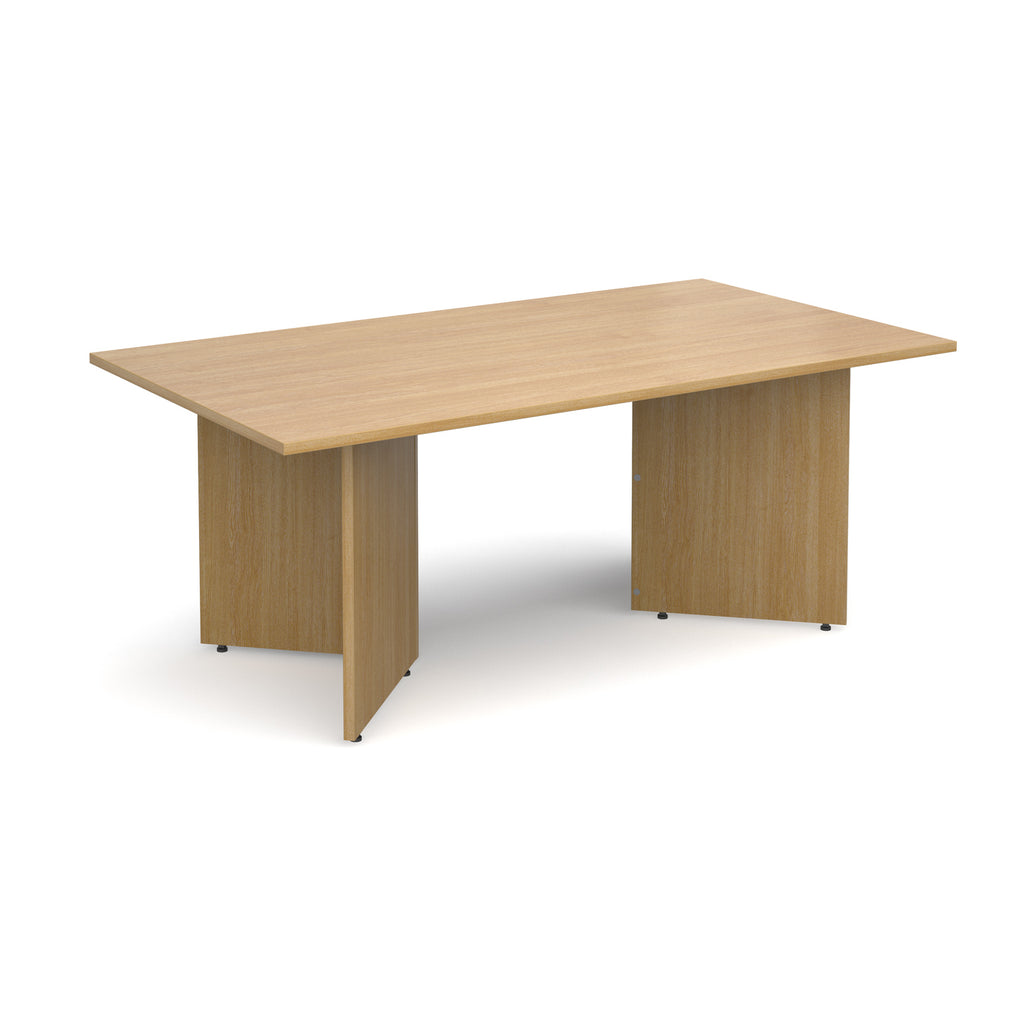 Rectangular wood-effect table on a white background