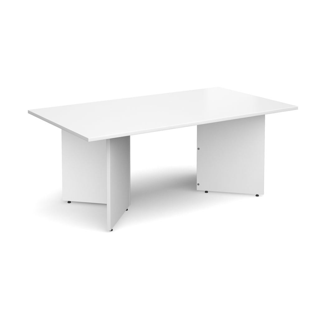 Rectangular white table on a white background