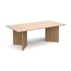 Rectangular wood-effect table on a white background