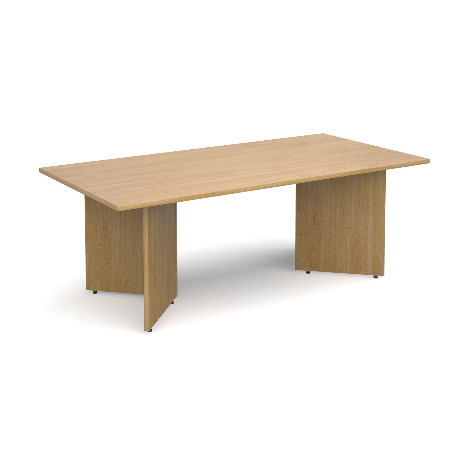 Rectangular wood-effect table on a white background