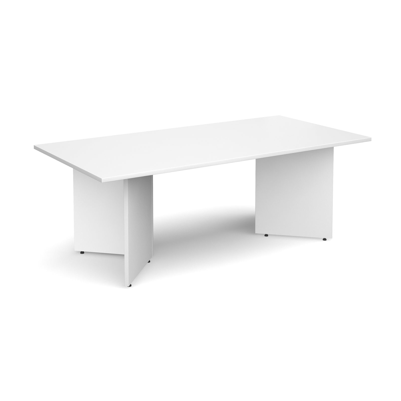 Rectangular white table on a white background