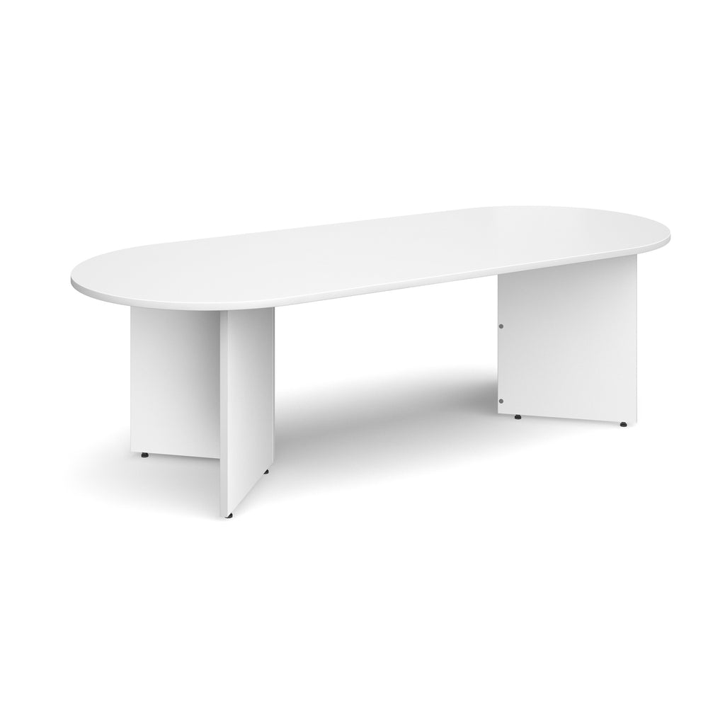 White oval conference table on a white background