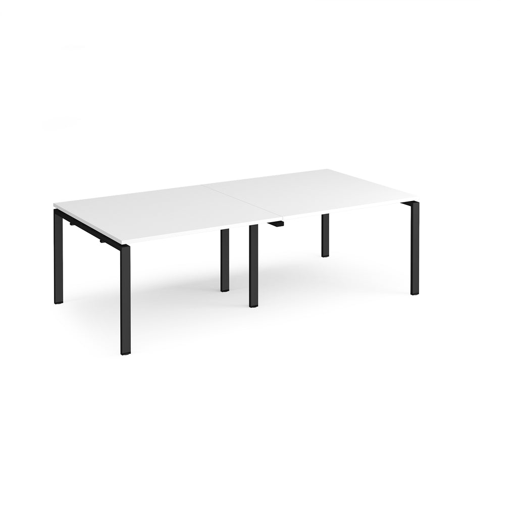 White table with black legs on a white background