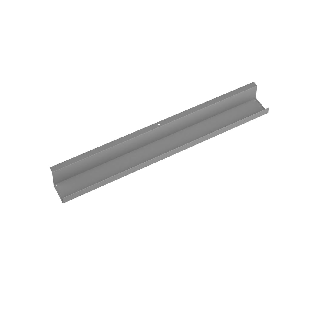 Grey metal cable tray on a white background