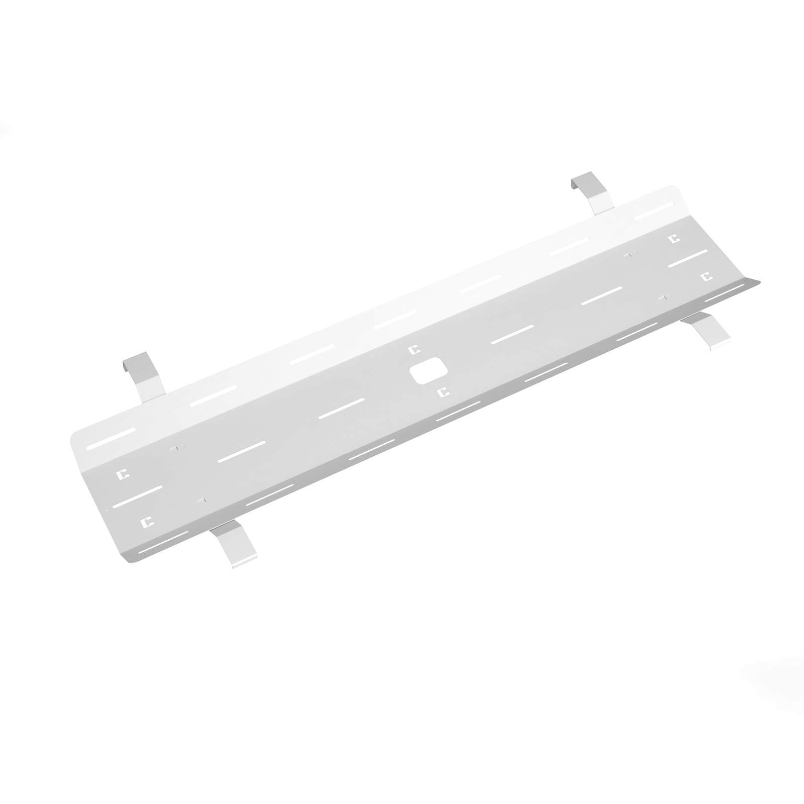 White metal cable tray on a white background