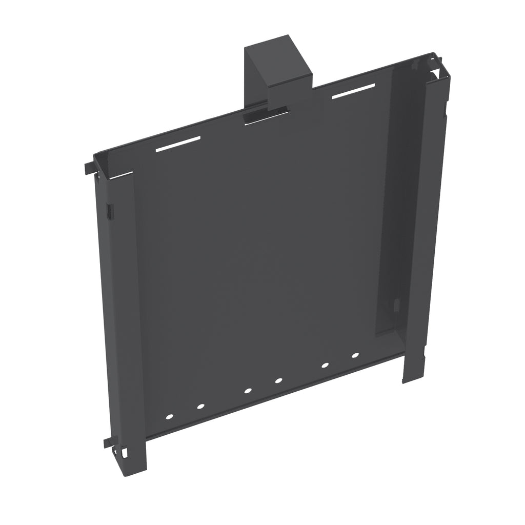 Black metal cable riser on a white background