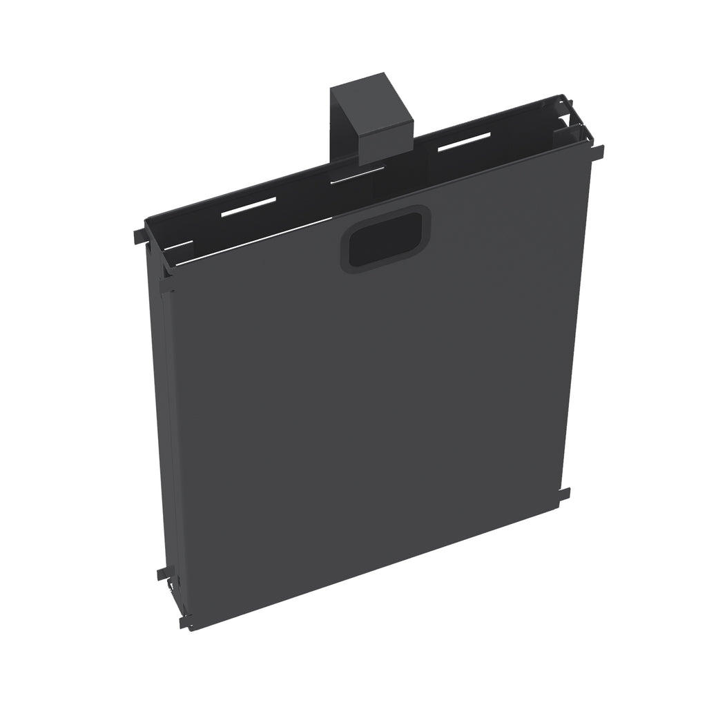 Black metal cable riser on a white background