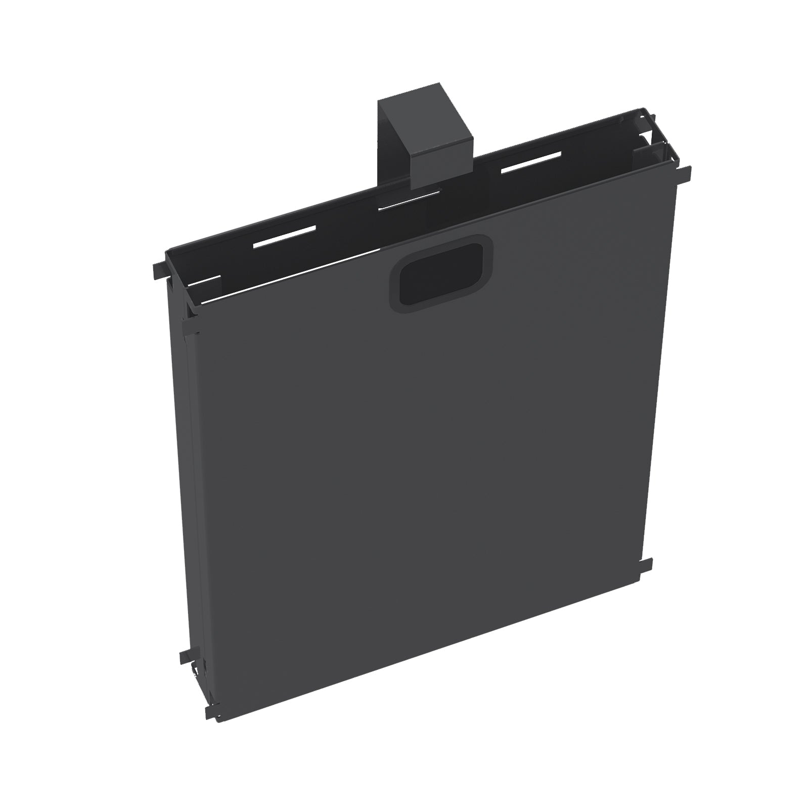 Black metal cable riser on a white background
