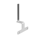 A white metal L-bracket with pre-drilled screw holes, shown on a solid white background.