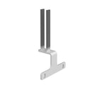 A white metal bracket with two upright vertical bars and a horizontal base featuring two pre-drilled screw holes, shown on a plain white background.