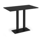Black rectangular poseur table with flat rectangular base on a white background