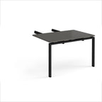 Desk add-on unit with grey top and black metal frame on a white background