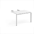 Desk add-on unit with white top and metal frame on a white background