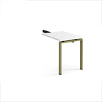 Desk add-on unit with white top and green metal frame on a white background