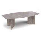 Grey wood grain conference table on a white background