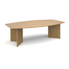 Oak wood grain conference table on a white background