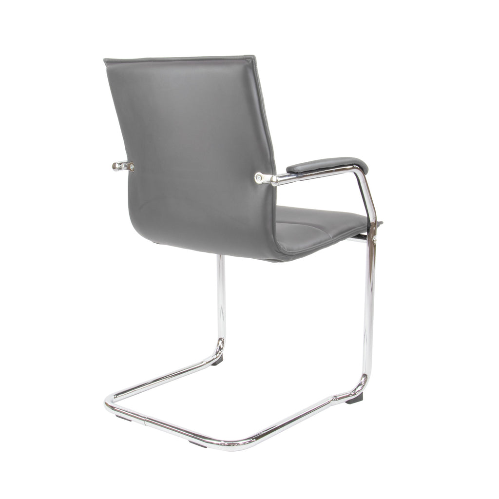 Gray chair with chrome frame on a white background