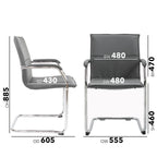 Gray office chair with dimensions labeled on a white background