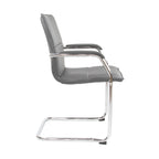 Gray office chair with chrome frame on a white background