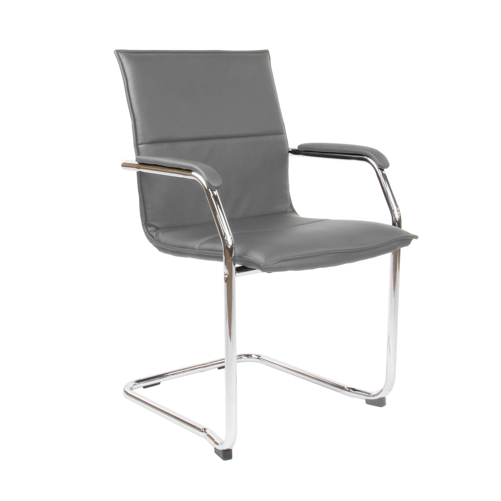 Gray office chair with chrome frame on a white background