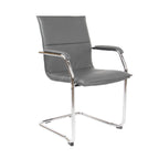 Gray office chair with chrome frame on a white background
