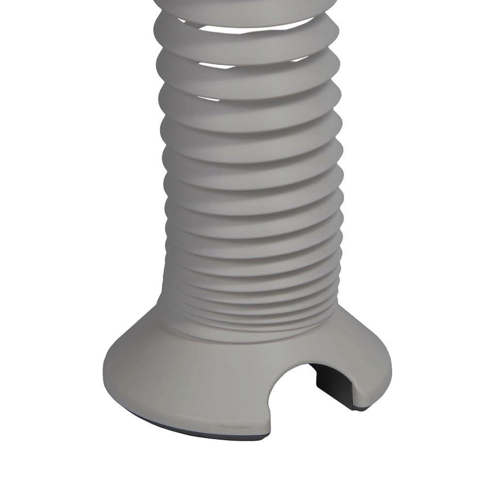 Silver metal cable riser on a white background