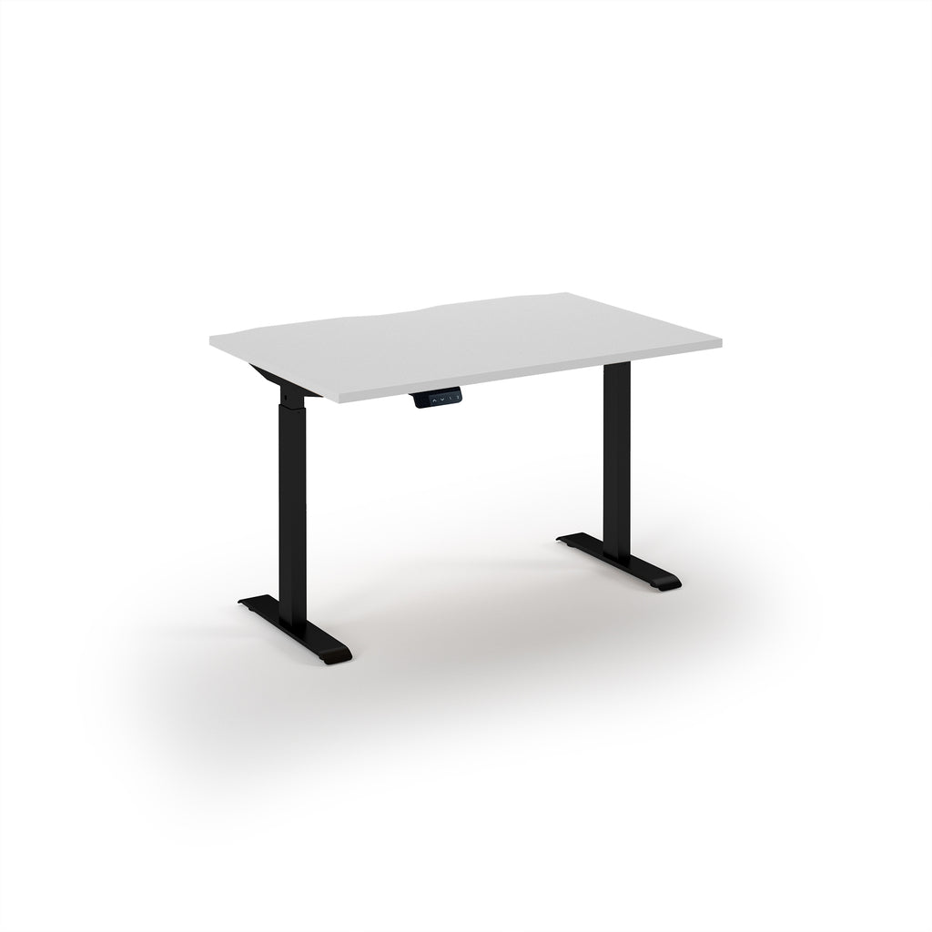 White desk with black legs on a white background