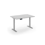 White office desk with silver legs on a white background