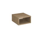 A light oak wood grain cubby shelf on a white background