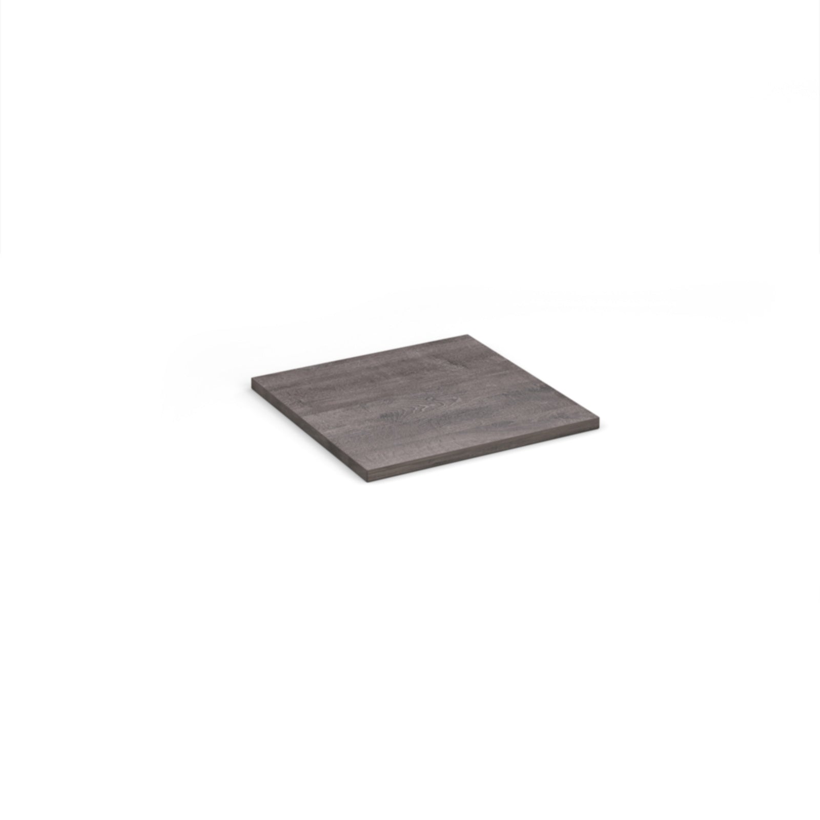 A square dark grey wood-look shelf shown at an angle on a plain white background.