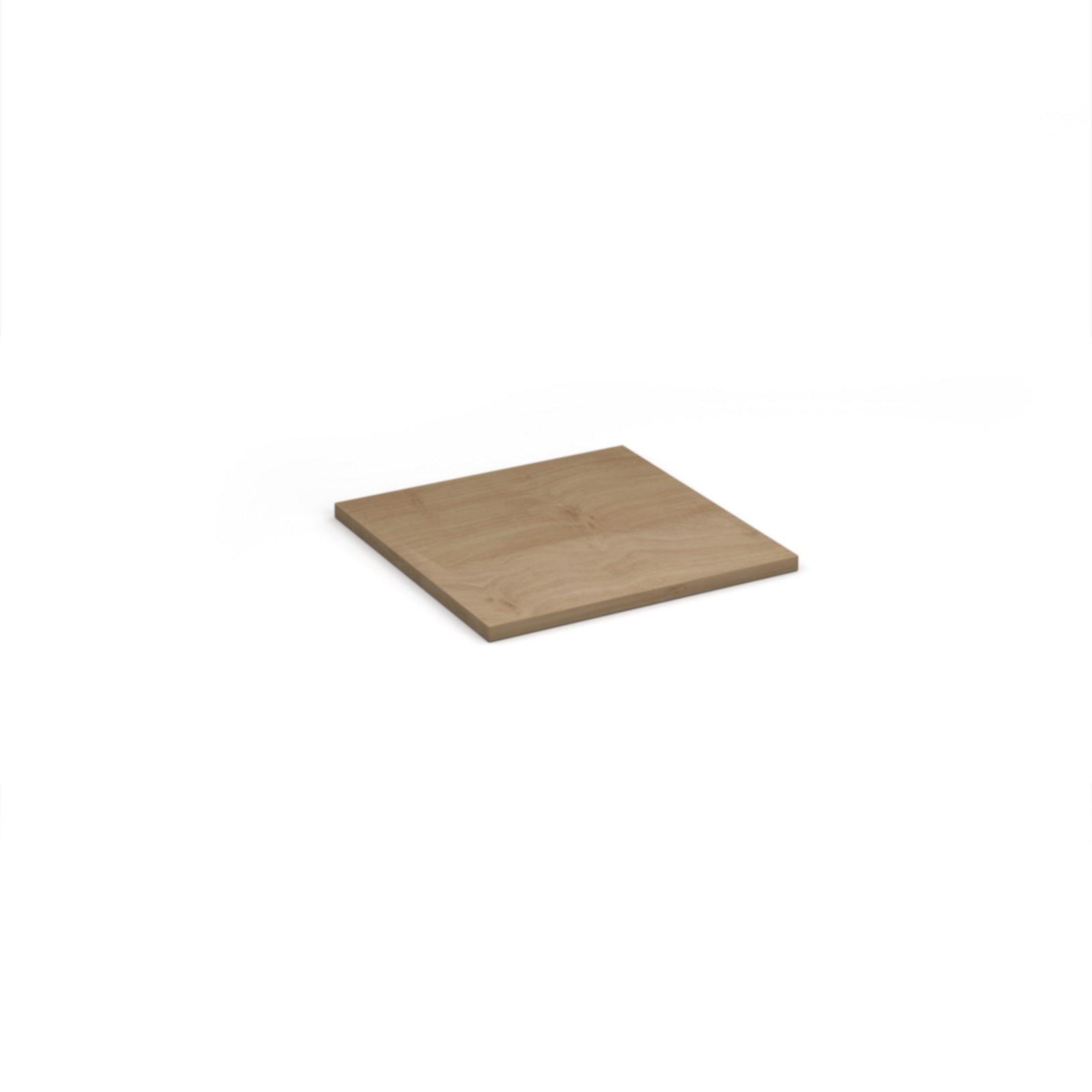 Square wood-effect shelf on a white background