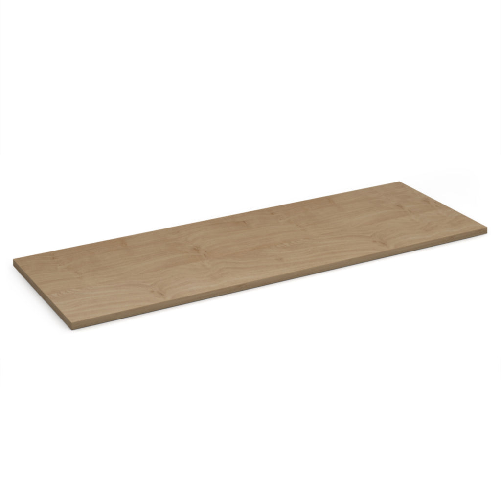 Rectangular wood-effect shelf on a white background