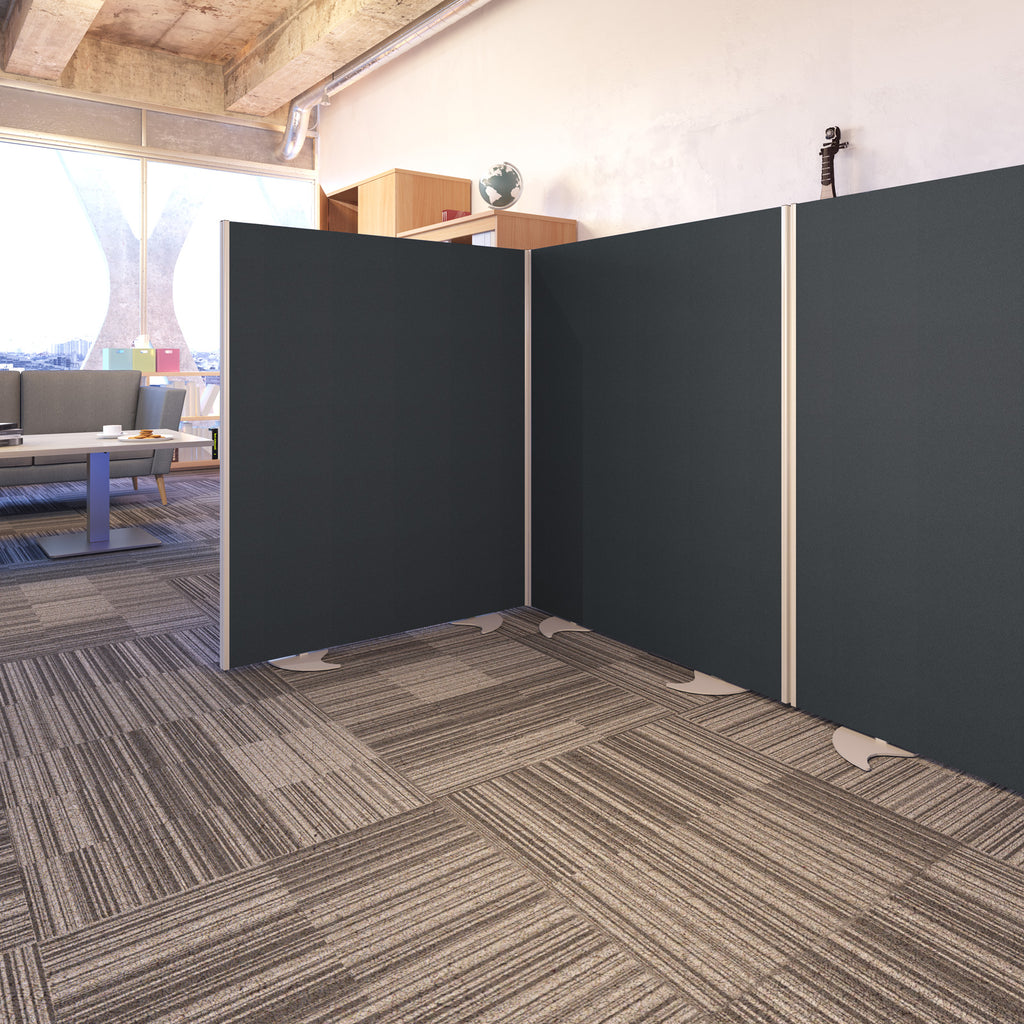 Room divider in an office setting with a modern interior design.