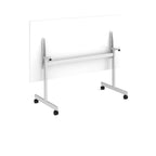 A rectangular flip top with a silver metal frame on castors, shown on a white background.