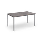 Rectangular table with a gray surface and legs on a white background