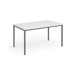 White table with gray legs on a white background