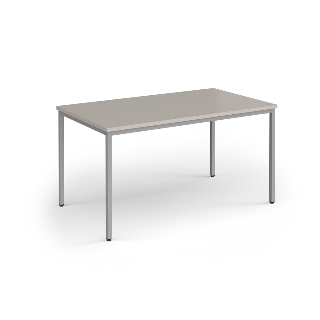 Rectangular table with metal legs on a white background