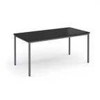 Black rectangular table on a white background